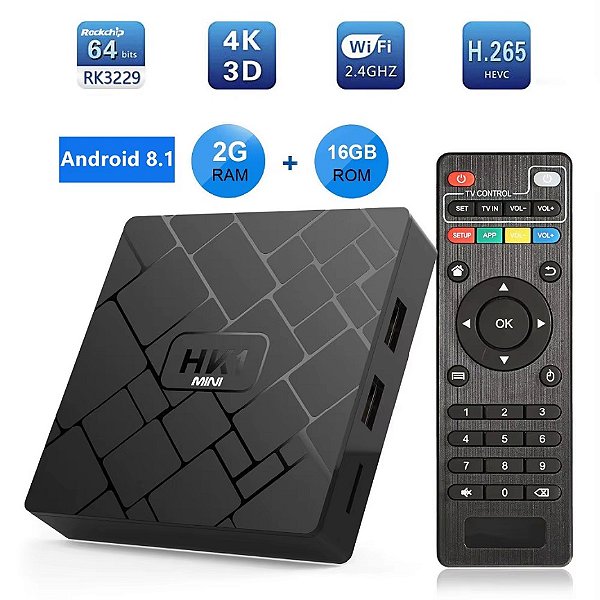 TV BOX  Android 8.1 Smart RK3229 2G DDR3 16G EMMC ROM  4K 3D H.265 Wifi