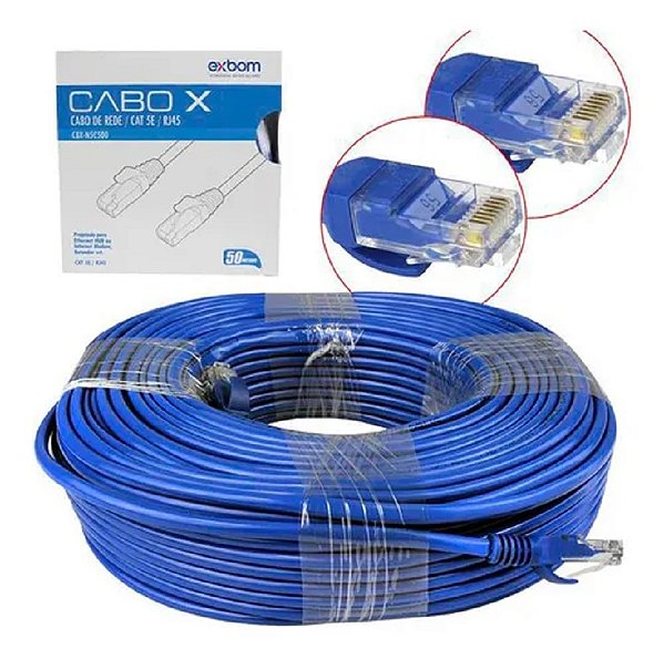 Cabo De Rede Exbom Cbx-n5c500 Rj-45 Com Conectores 50 Metros