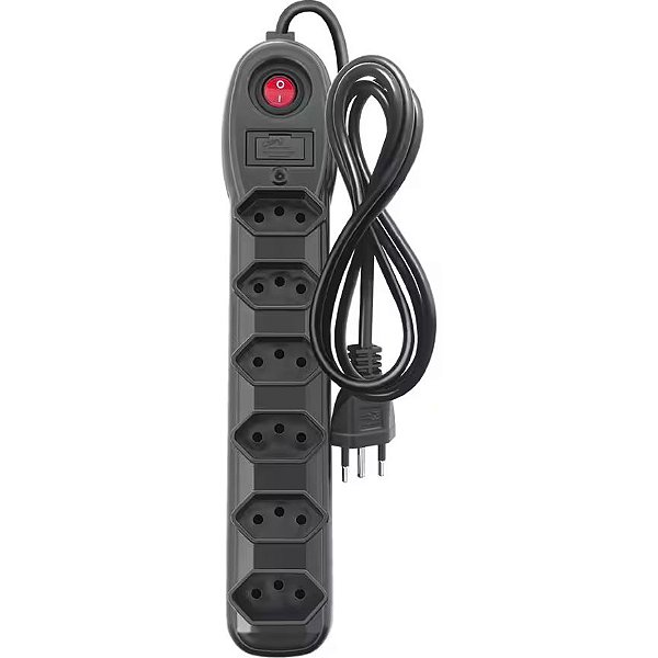 Filtro de Linha com 6 Tomadas Cabo de 1m Preto 10A Bivolt Megatron