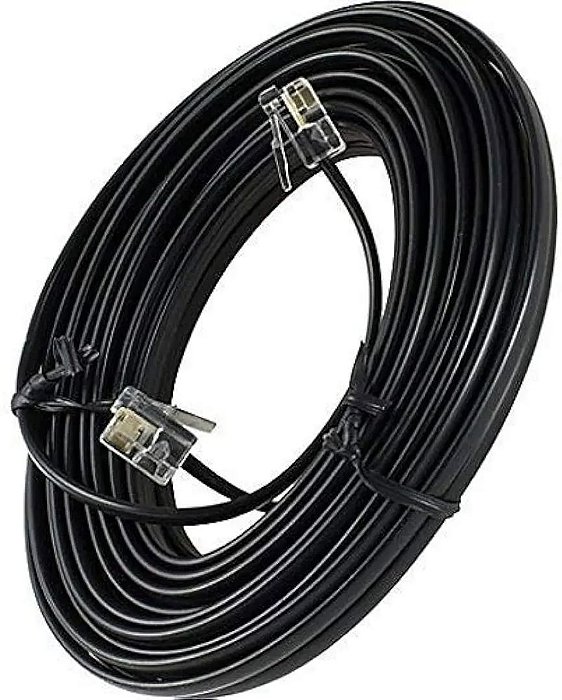 Cabo extensão telefone preto 30m