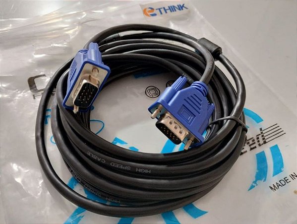 Cabo Vga 5m Metros Para Monitor Projetor Notebook Pc Computador Tv Lcd Datashow Cpu Com Filtro Blindado Macho X Macho