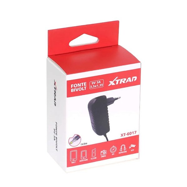Fonte Bivolt 9V 3A Plug 3,5mm x 1,35mm Xtrad Xt-6017
