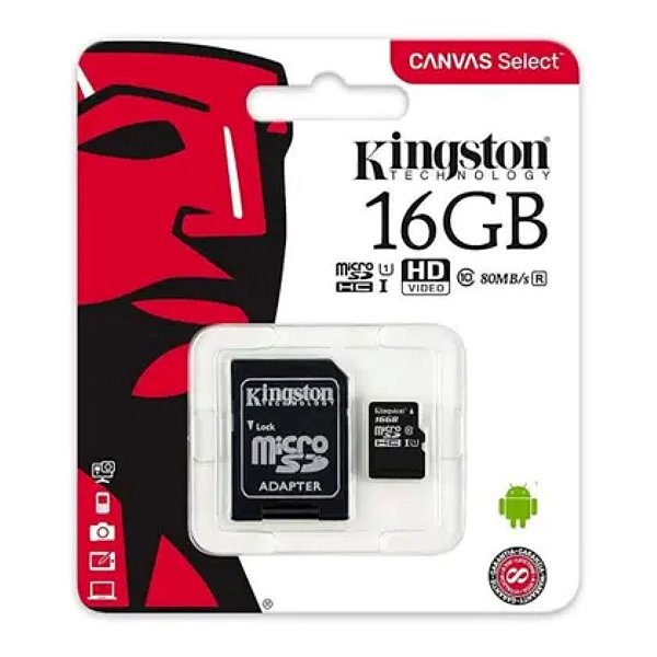 Cartão de Memória SD 16GB Canvas Select Kingston SDCS/16GB
