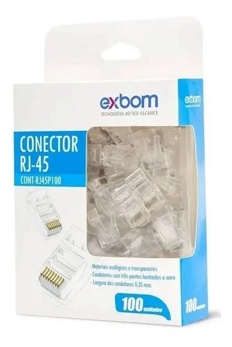 Conector RJ-45 Cat5e Exbom 100 unidades
