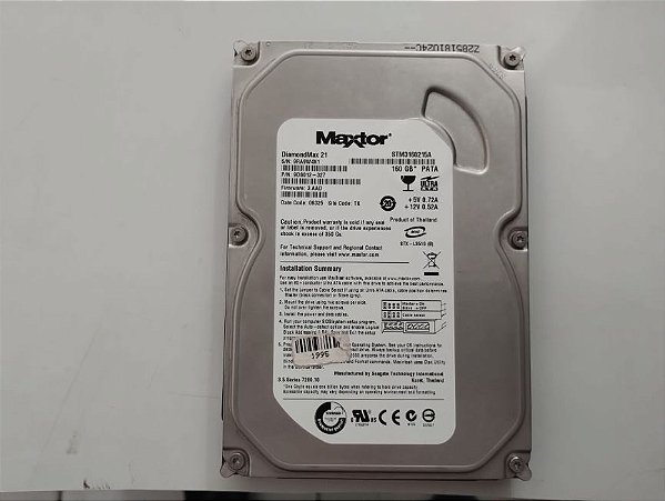 Disco Rígido Interno Maxtor 160GB PATA Com o Windows 10 Home Instalado