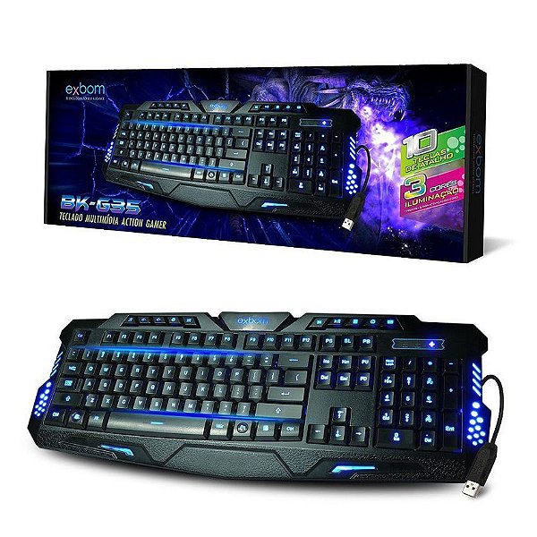 Teclado Gamer Led Usb 3 Cores - Bk G35
