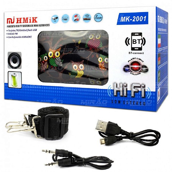 Caixa de Som Portátil 6W Bluetooth Mp3 Fm - MK-2001