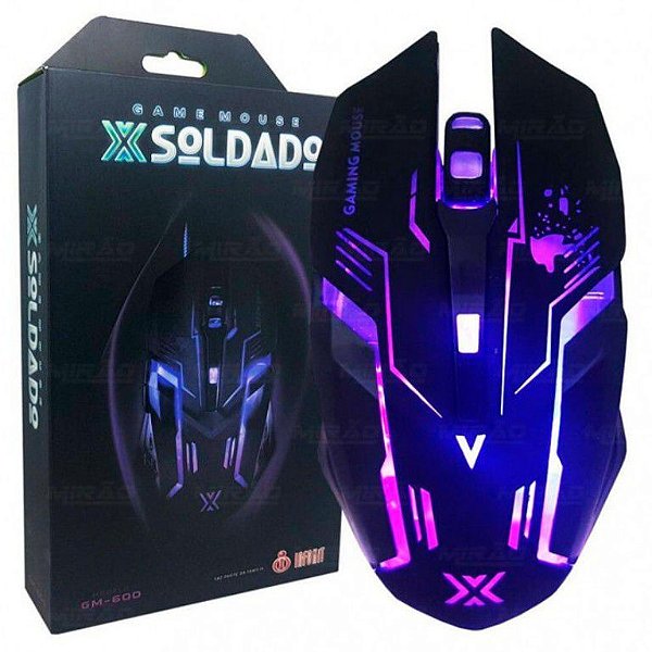 Mouse Gamer 6D x Soldado com Iluminação LED RGB - GM-600