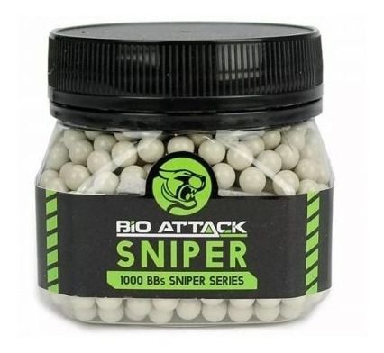 BBs Bio Attack Sniper 0.40 g - Pote com 1000 bolinhas Brancas