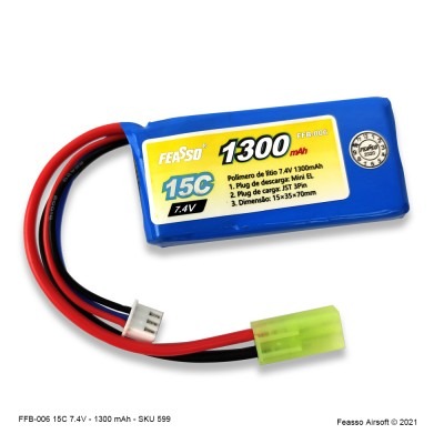 Bateria lipo ffb-006  7.4v 1300mah 15c - Feasso