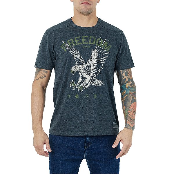 T-Shirt Freedom Eagle Cinza Mescla - Invictus