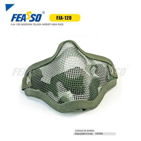 MÁSCARA MEIA-FACE DE TELA COM FITA DUPLA - VERDE CAMUFLADO