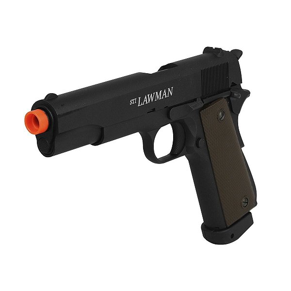 Pistola Airsoft GBB CO2 1911 Sti Lawman Blowback Full Metal - ASG