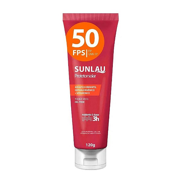 PROTETOR SOLAR ANTIENVELHECIMENTO FPS 50 UVA/UVB VITAMINA E - SUNLAU - 120 Gr