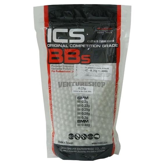 BBs ICS 0,25g Tracer – Pacote com 4000 bolinhas