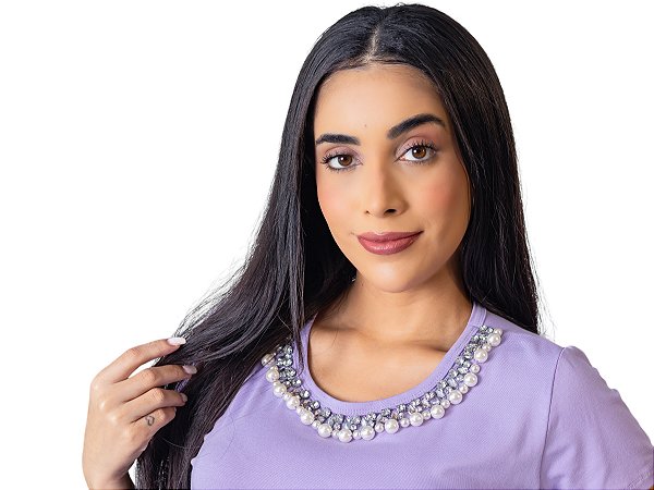 Tshirt Feminina Decote Redondo Lilas Alessa