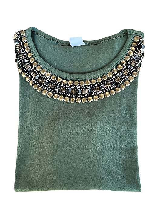 Tshirt Feminina Decote Redondo Verde Gucci Tammy