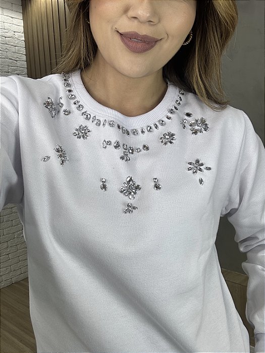 Moletom Feminino Branco Fiona