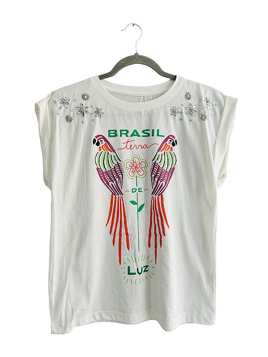 Tshirt Algodão Off White Brasil Terra