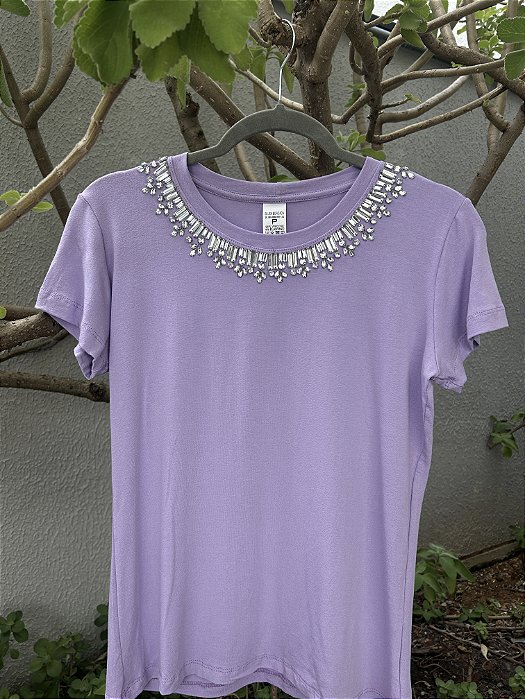Tshirt Feminina Decote Redondo Lilás Dalva