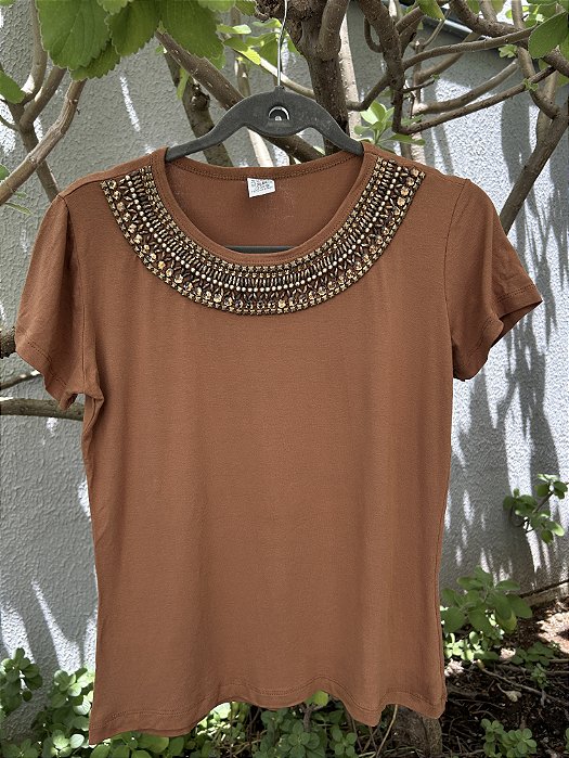 Tshirt Decote Redondo Caramelo Jasmine