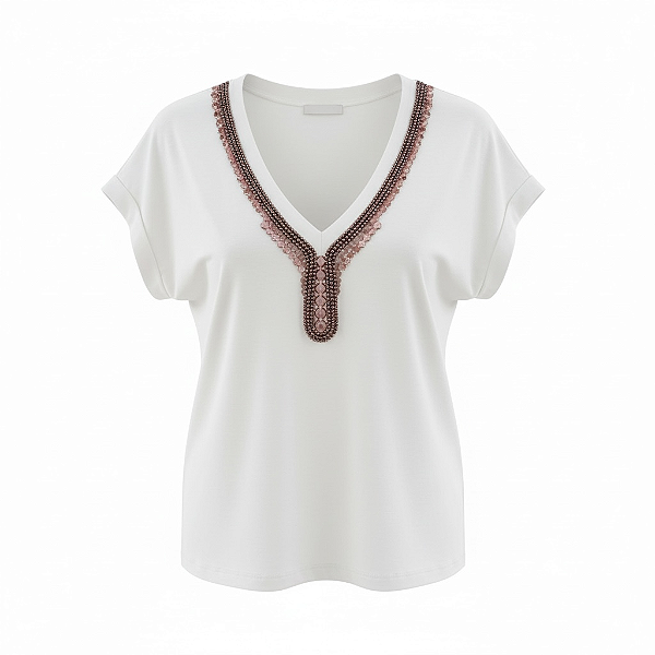 Blusa Soltinha Decote V Off White Kendall