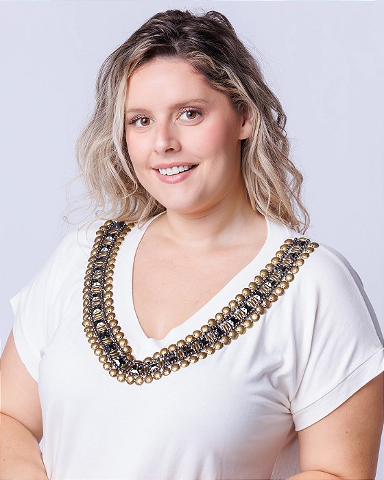 Blusa Soltinha Decote V Off White Tammy