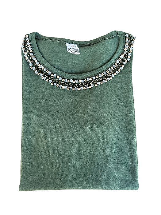 Tshirt Feminina Decote Redondo Verde Gucci Maite