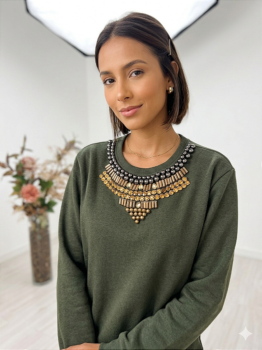 Moletom Feminina Verde Militar Eva