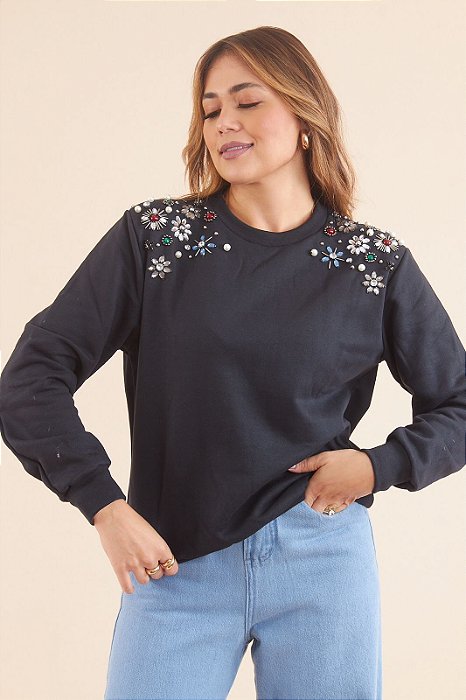 Moletom Feminino Preto Ravena