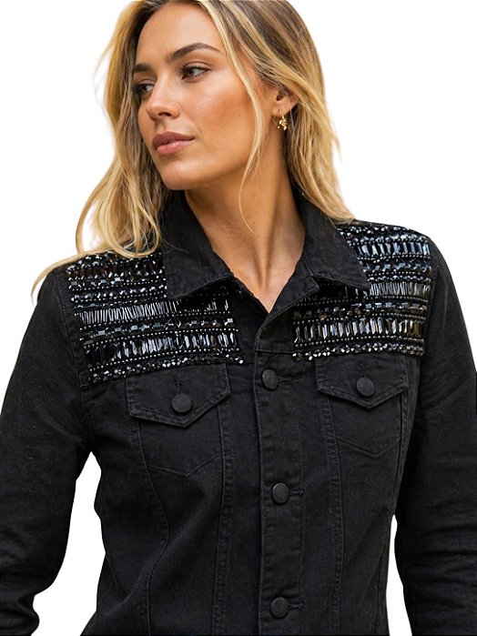Jaqueta Feminina Preta Noir Crystal