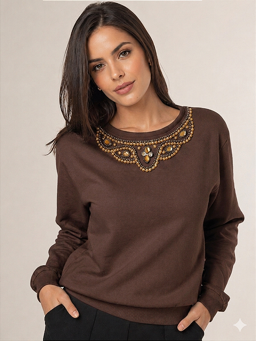 Moletom Feminino Marrom Athena