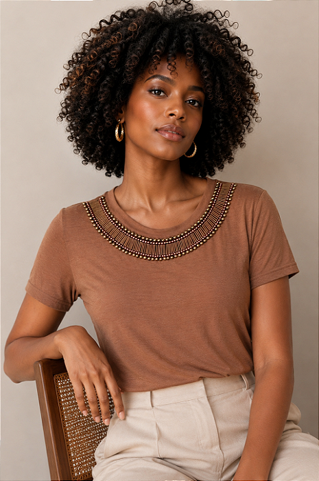 Tshirt Feminina Decote Redondo Arcon Samira