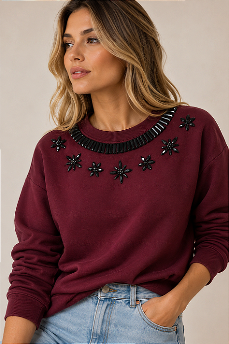 Moletom Feminino Vinho Black Bloom