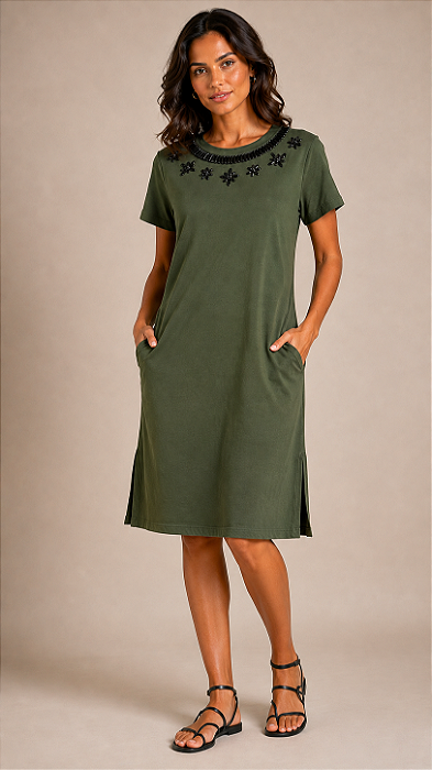 Vestido 100% Algodão Verde Black Bloom