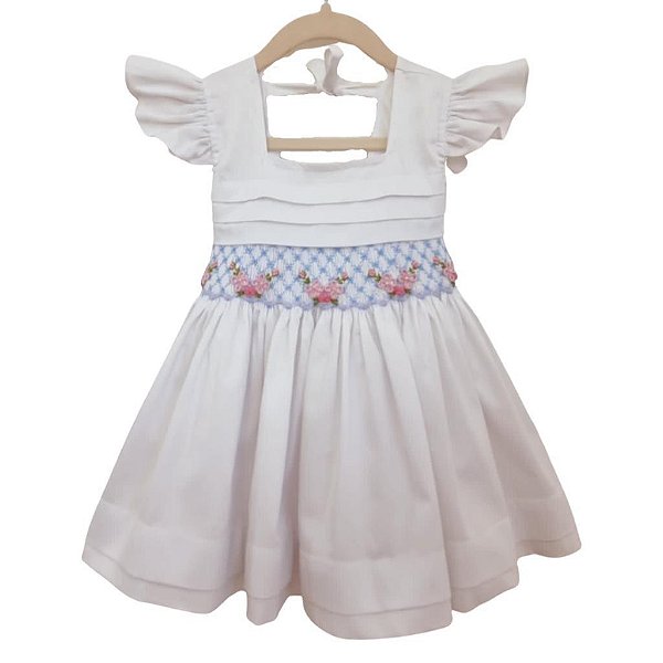 Vestido Infantil Branco Casinha de Abelha - Bella Flor