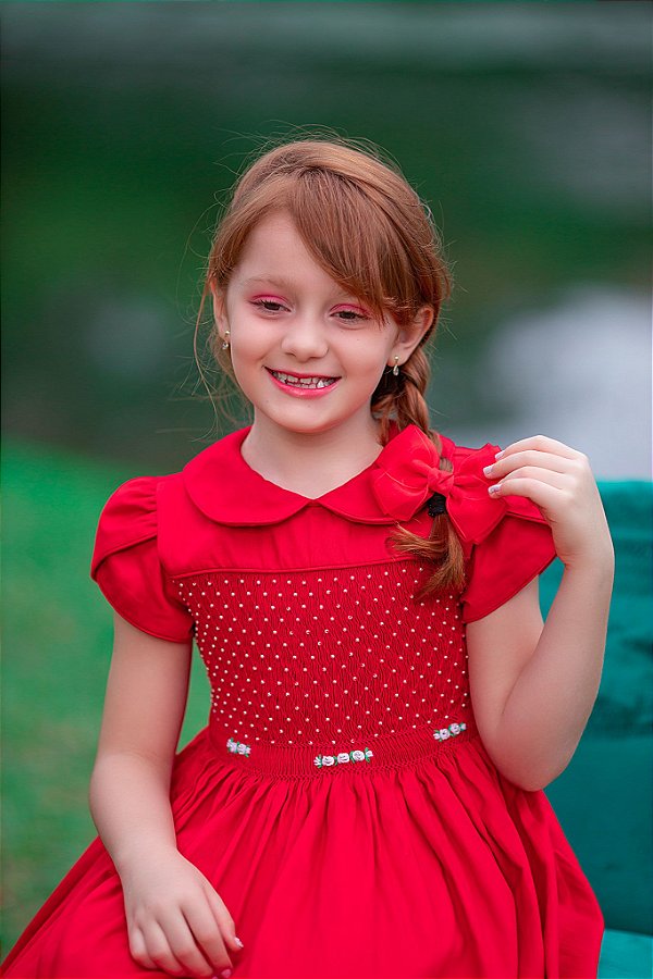 Vestido Infantil Rococó - vermelho