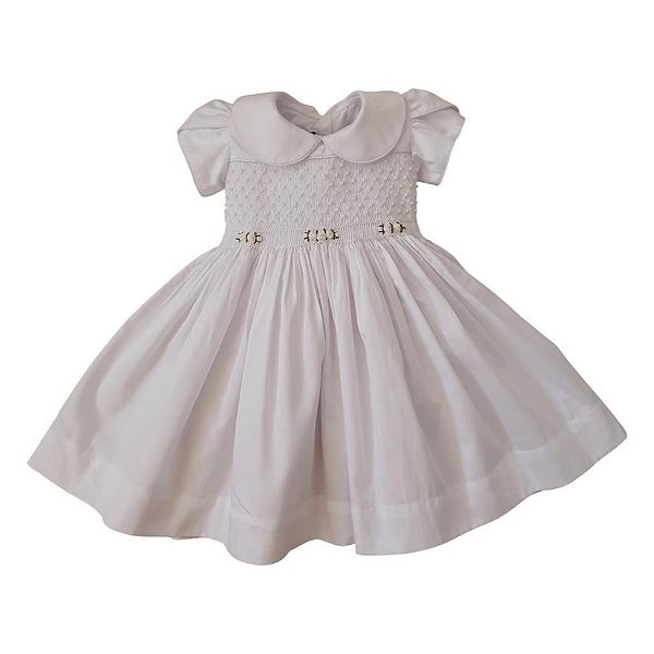 Vestido Infantil Branco Casinha de Abelha - Rococo