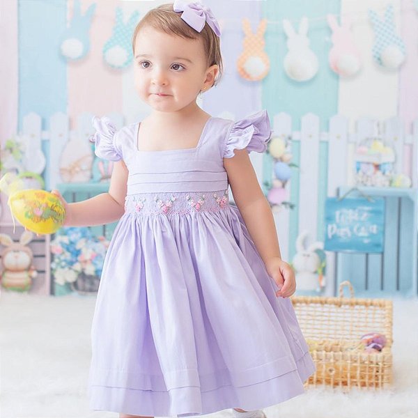 Vestido Infantil de Festa Lavanda Casinha de Abelha - Little