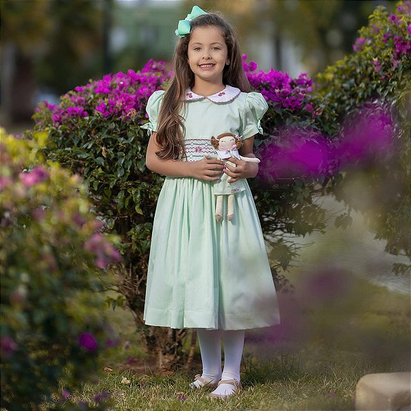 Vestido de Bebê Menina Floral Verde G