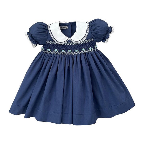Vestido Infantil Casinha de Abelha Anastacia - Azul Marinho