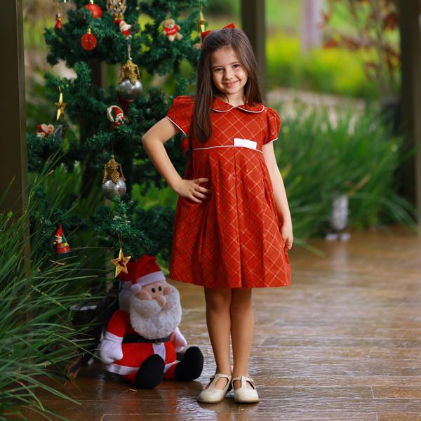 Vestido Infantil de Festa Luxo Vermelho Natal