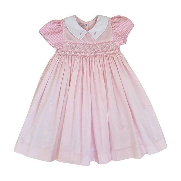 Vestido Infantil Casinha de Abelha Vichy Rosa - Salma