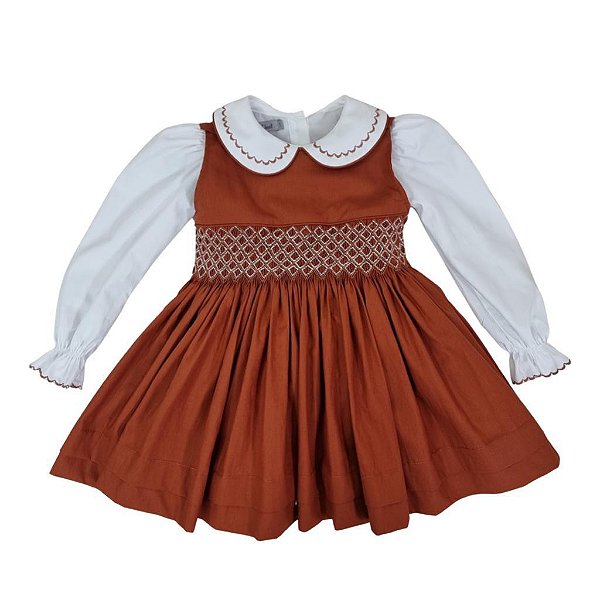 Vestido Infantil  Casinha de Abelha Chocolate - Marrom