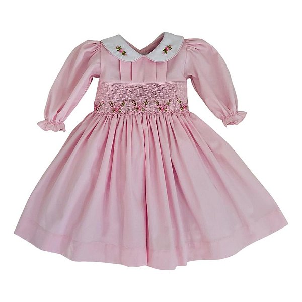 Vestido Infantil Casinha de Abelha Rafaela manga longa - Rosa