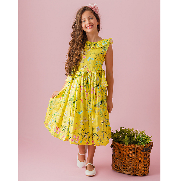 Vestido Infantil Floral Amarelo- Sol - Little Closet | A Sua Loja de Vestidos  Infantis de Festa