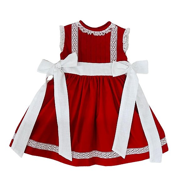 Vestido Infantil Vermelho de Renda  - Provence