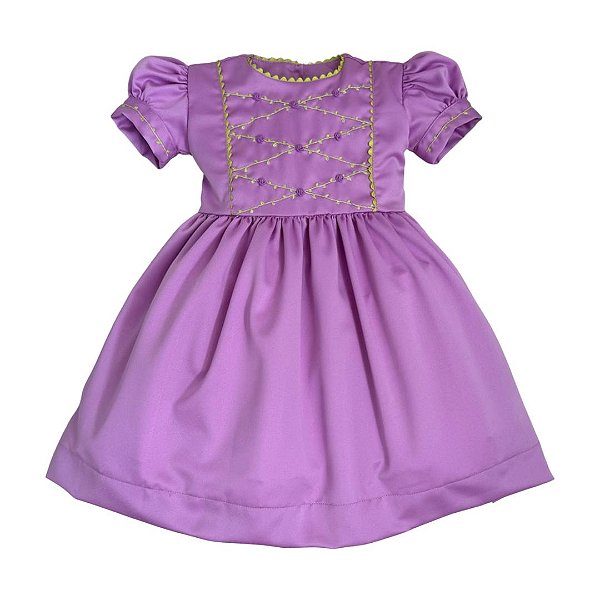 Vestido Infantil de Festa Princesa Rapunzel
