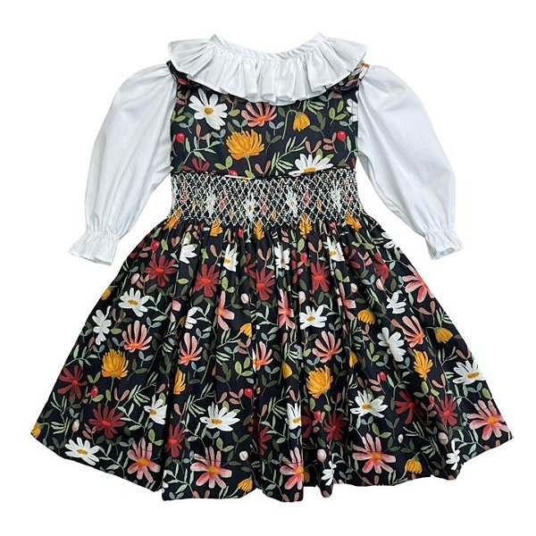 Vestido Infantil Casinha de Abelha Floral - Flores de Inverno