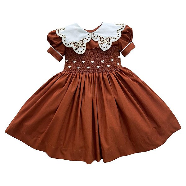 Vestido Infantil de Luxo Casinha de Abelha Eleonor - Chocolate